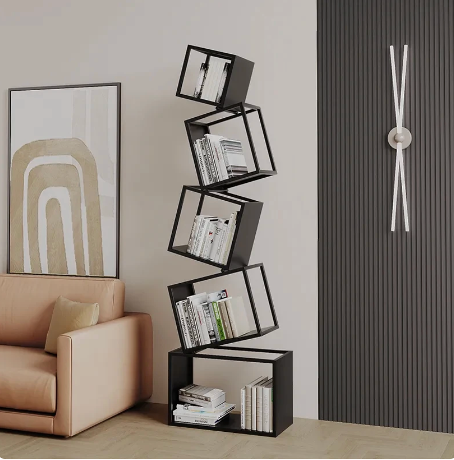 Bookcase, Easy Assembly, Corner Shelf Storage Organizer, FreeStanding Storage Bookcase