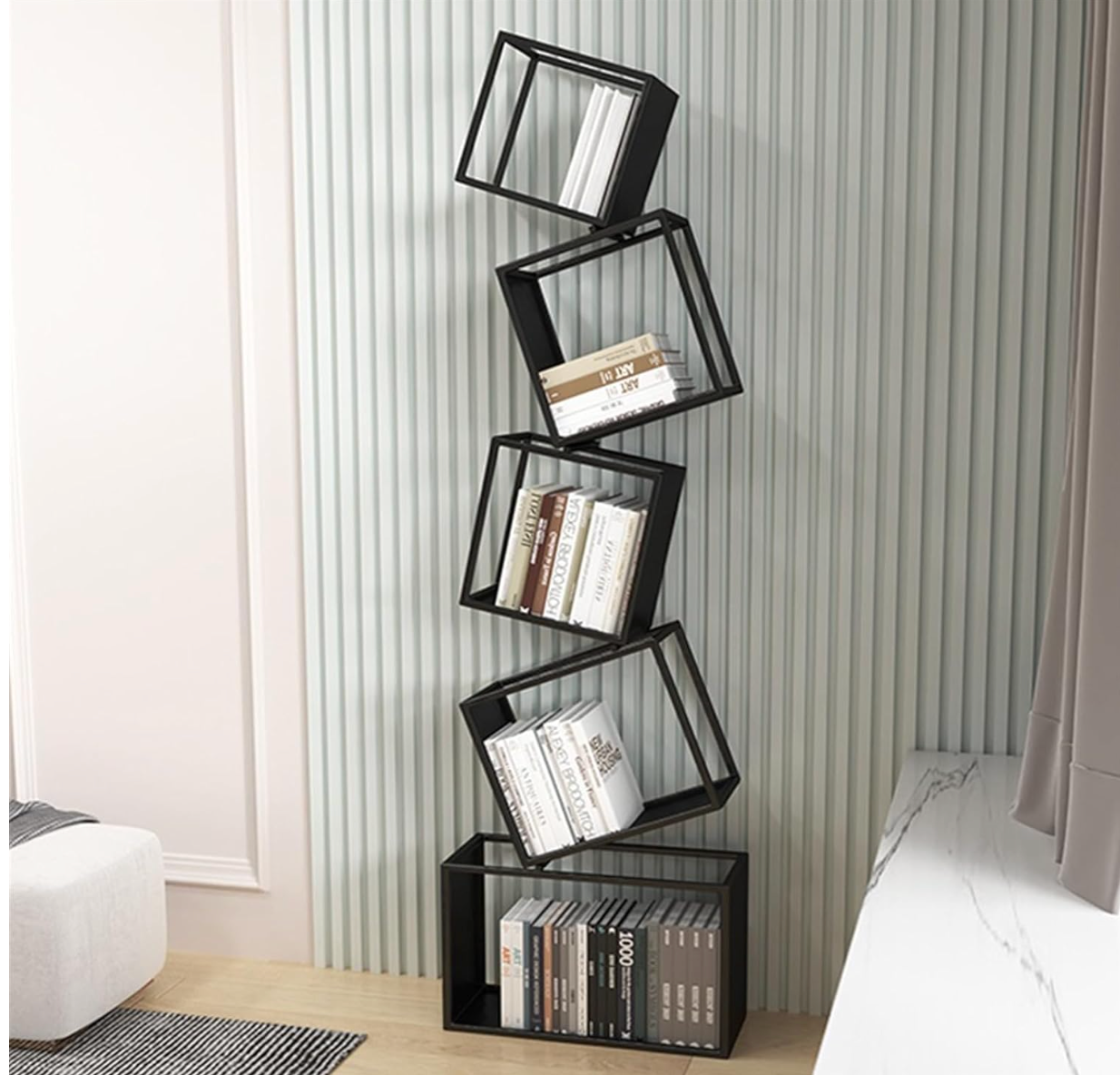 Bookcase, Easy Assembly, Corner Shelf Storage Organizer, FreeStanding Storage Bookcase